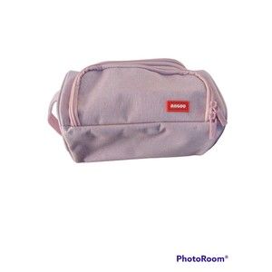 Pink Angoo Makeup Bag Carry 6 Compartments Luggage Cosmetics Travel 3 Zippers